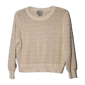 Sioni Womens Size Large Peach Faux Pearl Beaded Sweater Cardigan Crochet